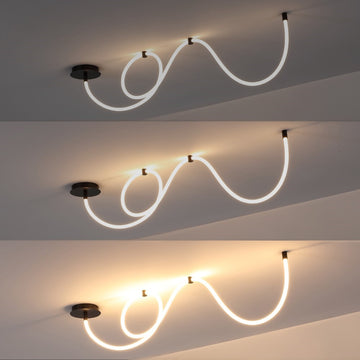 Serafina Contemporary Minimalist 360 Adjustable Silicone Neon Rope Dimmable Linear Integrated LED Flush Mount - JONATHAN Y